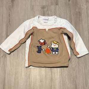 Sears Beige and White Camping Bear Long Sleeve Tee